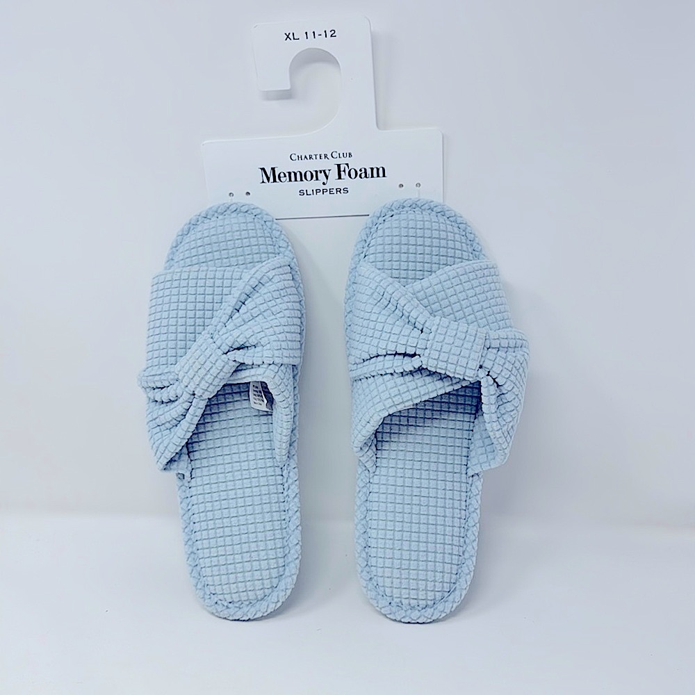 NEW Charter Club Memory Foam Women Blue Slippers Sizes Lg & XL Cushioned N/Tags